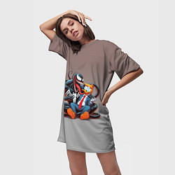 Футболка женская длинная Venom and Duck-Donald - ai art fantasy, цвет: 3D-принт — фото 2