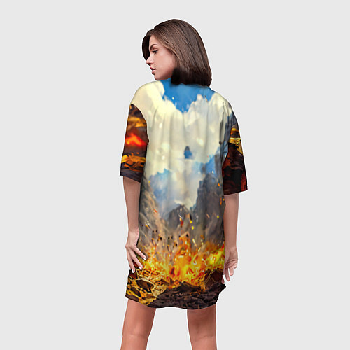 Женская длинная футболка Козел в огне / 3D-принт – фото 4