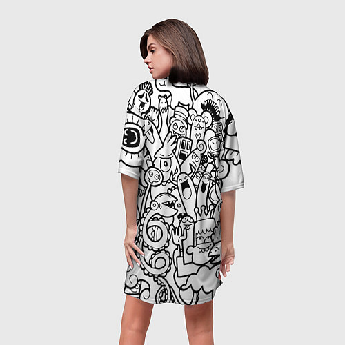 Женская длинная футболка Каляки маляки / 3D-принт – фото 4