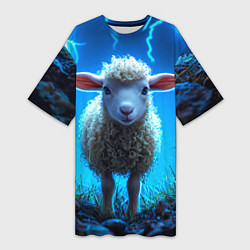 Футболка женская длинная Овечка в разрядах молнии, цвет: 3D-принт
