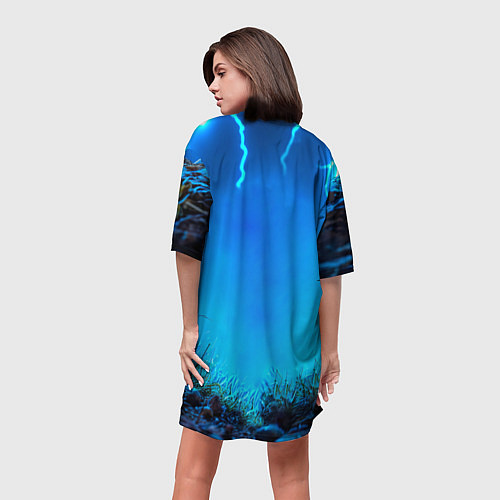 Женская длинная футболка Овечка в разрядах молнии / 3D-принт – фото 4