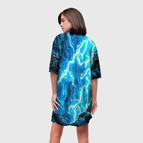 Женская длинная футболка Волк в разрядах молнии / 3D-принт – фото 4