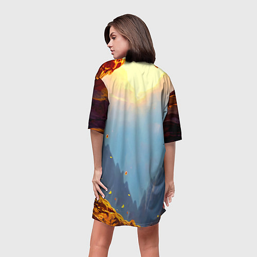 Женская длинная футболка Сурикат в огне / 3D-принт – фото 4