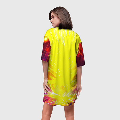 Женская длинная футболка Жирафик в желтых искрах / 3D-принт – фото 4