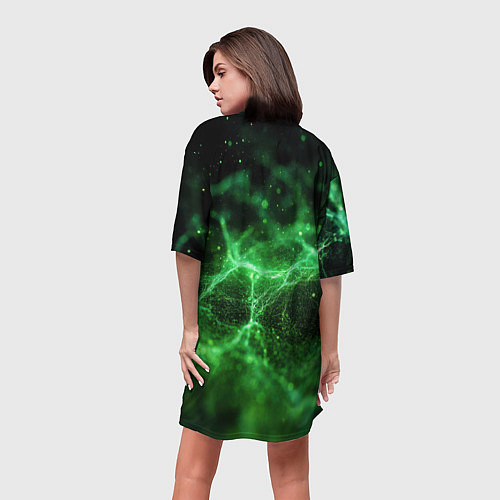 Женская длинная футболка Зеленая связь текстура / 3D-принт – фото 4