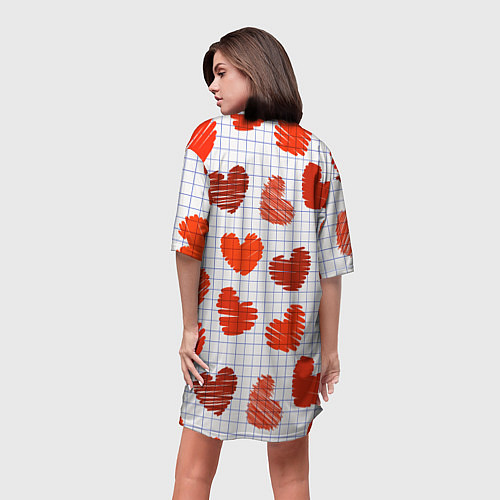 Женская длинная футболка Сердца на бумаге / 3D-принт – фото 4