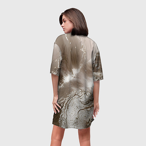 Женская длинная футболка Песок и вода / 3D-принт – фото 4