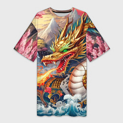 Футболка женская длинная Dragon tattoo - irezumi, цвет: 3D-принт