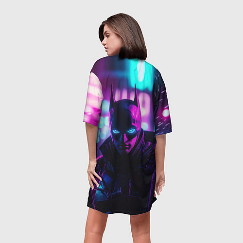 Женская длинная футболка Бэтмен светящиеся глаза / 3D-принт – фото 4