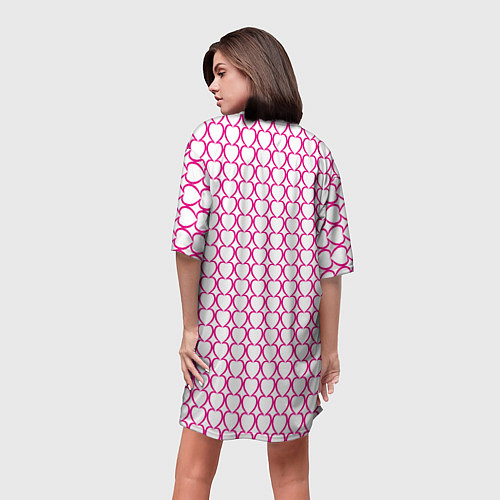 Женская длинная футболка Контурный паттерн соединённые сердца / 3D-принт – фото 4