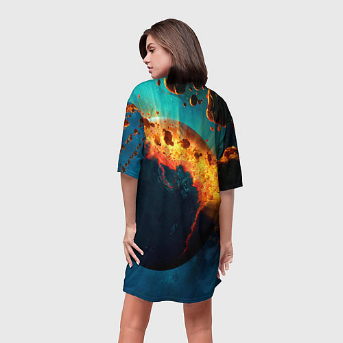 Женская длинная футболка Взрыв планеты / 3D-принт – фото 4