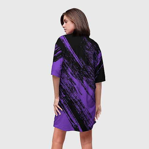 Женская длинная футболка The color is purple and black / 3D-принт – фото 4