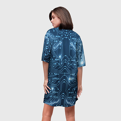 Женская длинная футболка Системная плата / 3D-принт – фото 4