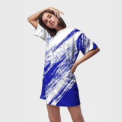 Футболка женская длинная The color is white and blue, цвет: 3D-принт — фото 2