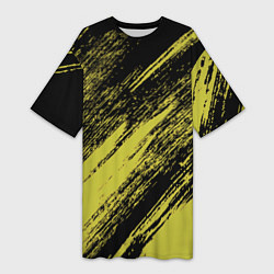 Футболка женская длинная The color is black and yellow, цвет: 3D-принт