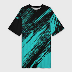 Футболка женская длинная The color is black and light blue, цвет: 3D-принт