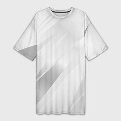 Футболка женская длинная Светлый серый полосы с градиентом, цвет: 3D-принт