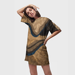 Футболка женская длинная Песочная абстракция, цвет: 3D-принт — фото 2
