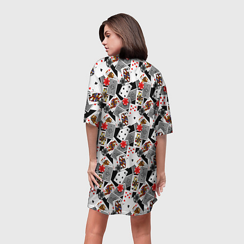 Женская длинная футболка Карты и фишки / 3D-принт – фото 4