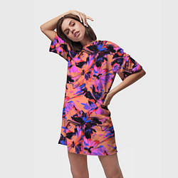 Футболка женская длинная Абстрактные цветы - текучая краска, цвет: 3D-принт — фото 2