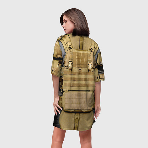 Женская длинная футболка Бронежилет цвета хаки армия России / 3D-принт – фото 4