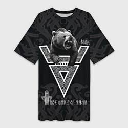 Женская длинная футболка Моя земля мои правила: медведь