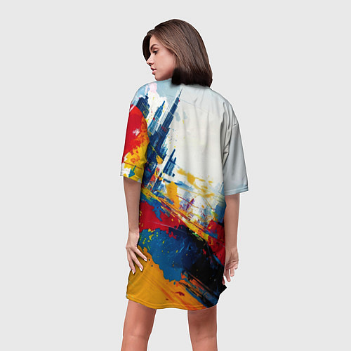 Женская длинная футболка Человек - паук и пролитая краска / 3D-принт – фото 4