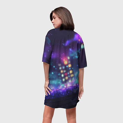 Женская длинная футболка Человек-паук неоновый свет / 3D-принт – фото 4