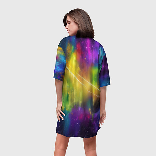 Женская длинная футболка Человек - паук радужные краски / 3D-принт – фото 4