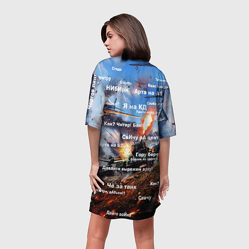 Женская длинная футболка Сленг геймеров танкистов / 3D-принт – фото 4