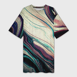 Футболка женская длинная Абстракция тёмные краски с текстурой, цвет: 3D-принт