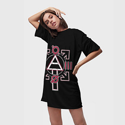 Футболка женская длинная 30 Seconds to Mars - poster, цвет: 3D-принт — фото 2