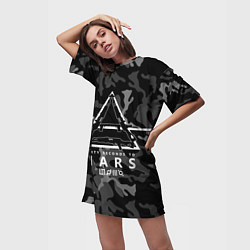 Футболка женская длинная 30 Seconds to Mars - poster, цвет: 3D-принт — фото 2