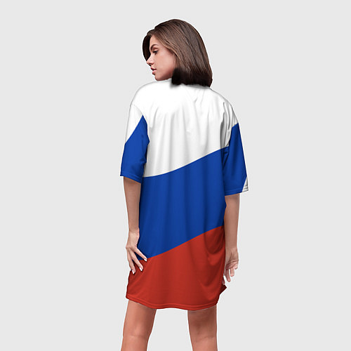 Женская длинная футболка Флаг России волной / 3D-принт – фото 4