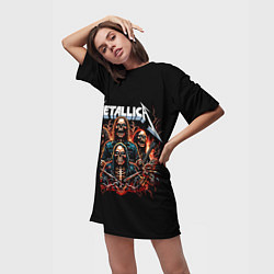 Футболка женская длинная Metallica forever - thrash metal, цвет: 3D-принт — фото 2