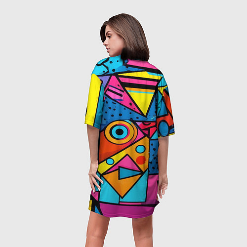 Женская длинная футболка Кислая геометрия / 3D-принт – фото 4