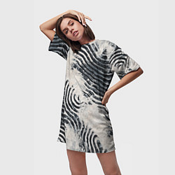 Футболка женская длинная Текстура гранж - абстрактные линии, цвет: 3D-принт — фото 2