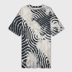 Футболка женская длинная Текстура гранж - абстрактные линии, цвет: 3D-принт