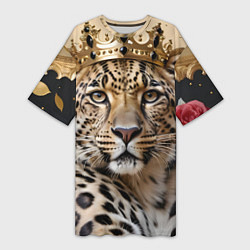 Женская длинная футболка Королевский леопард