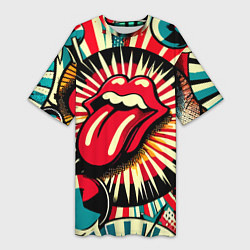 Женская длинная футболка Logo of the Rolling Stones - pop art