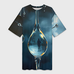 Женская длинная футболка Люди в каплях