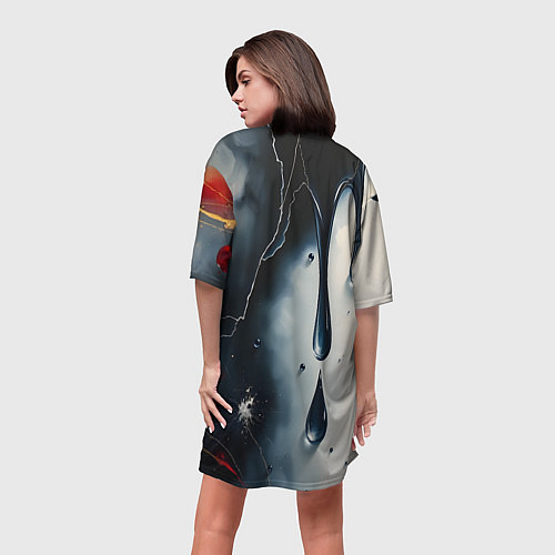 Женская длинная футболка Сюрреалистичная абстракция с каплями / 3D-принт – фото 4