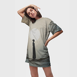 Футболка женская длинная Минималистичный сюрреализм, цвет: 3D-принт — фото 2