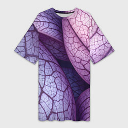 Футболка женская длинная Прожилки экзотического растения, цвет: 3D-принт