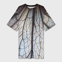 Футболка женская длинная Прожилки растения, цвет: 3D-принт