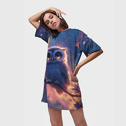 Футболка женская длинная Совушка и полумесяц, цвет: 3D-принт — фото 2