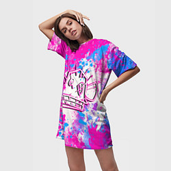 Футболка женская длинная Мартышка Джинкс - Arcane, цвет: 3D-принт — фото 2