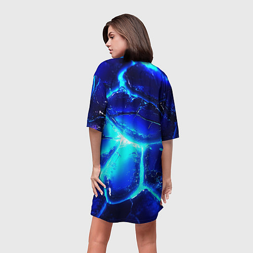Женская длинная футболка Синие плиты лед / 3D-принт – фото 4