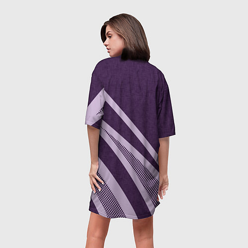 Женская длинная футболка Фиолетовый абстрактный с полосой / 3D-принт – фото 4