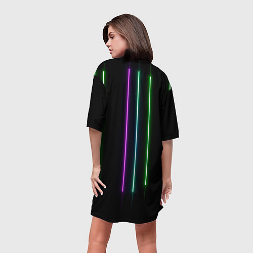 Женская длинная футболка Neon stripes / 3D-принт – фото 4
